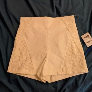 White lace detail cocktail shorts